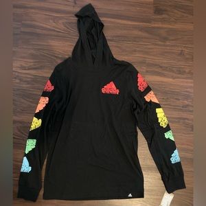 Addidas Long Sleeve 100% Cotton Tee Shirt Hoodie, size 14-16